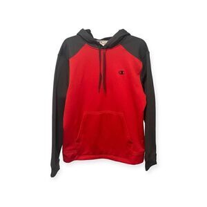 Champion Performance Duofold Warm Ctrl Men's Red & Gray Hoodie Pullover Size M